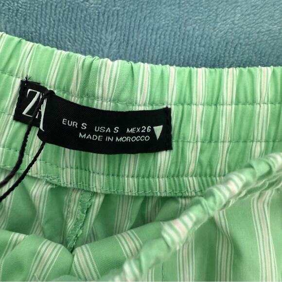 Zara Cotton Stripe Green Boxer Shorts - Picture 6 of 7